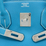 エルメス HERMES バーキン35 □K刻印 ブルージーン シルバー金具 トゴ レディース ハンドバッグ