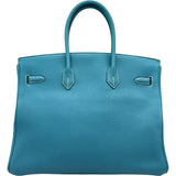 エルメス HERMES バーキン35 □K刻印 ブルージーン シルバー金具 トゴ レディース ハンドバッグ