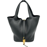 エルメス HERMES ピコタンロックMM U刻印 ブラック ゴールド金具 トリヨン レディース ハンドバッグ