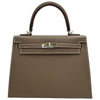 エルメス HERMES ケリー25 外縫い W刻印 エトゥープ シルバー金具 エプソン レディース ショルダーバッグ