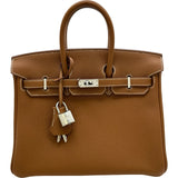 エルメス HERMES バーキン25 B刻印 ゴールド シルバー金具 トゴ レディース ハンドバッグ