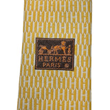 エルメス HERMES H柄シルクネクタイ イエロー シルク メンズ ネクタイ