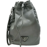 プラダ PRADA Re-Nylon トライアングルロゴポーチ 1NS369 グレー シルバー金具 ナイロン レディース ポーチ