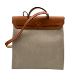 エルメス HERMES エールバッグMM □C刻 ベージュ/ゴールド ゴールド金具 トワル・レザー メンズ ショルダーバッグ