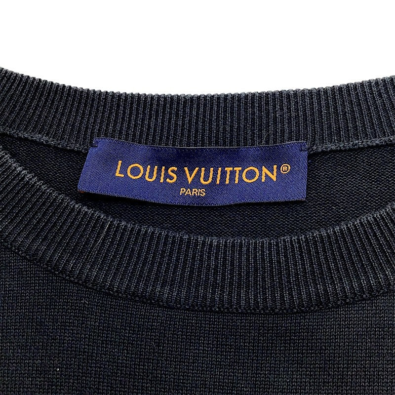 ルイ・ヴィトン LOUIS VUITTON インタルシアコットン ジャガード カットソー SS HPN83W ブラック コットン100% メンズ カットソー