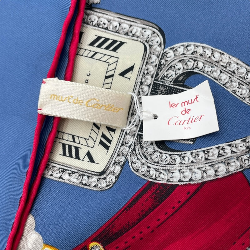カルティエ Cartier スカーフ 時計柄 マルチカラー シルク レディース スカーフ