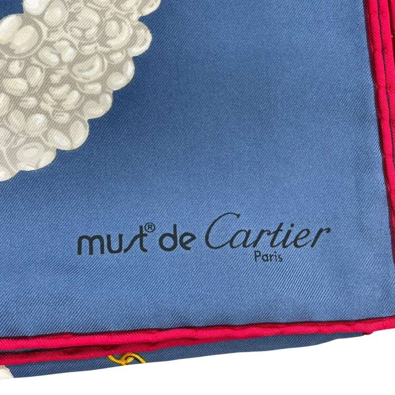 カルティエ Cartier スカーフ 時計柄 マルチカラー シルク レディース スカーフ