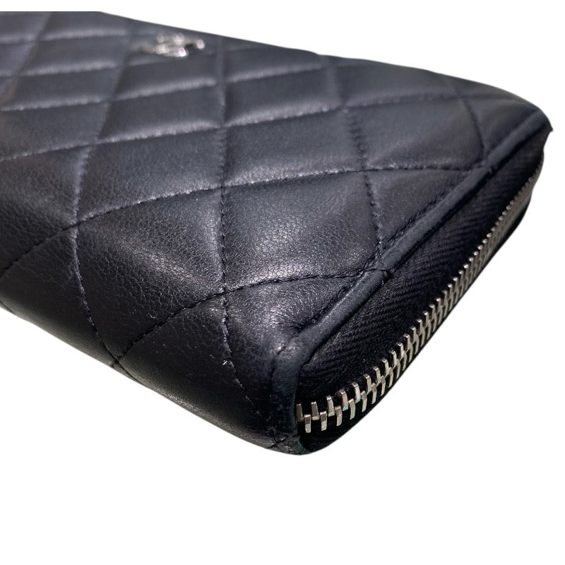シャネル CHANEL クラシックロングジップウォレット ブラック/SV金具 ラム レディース 長財布