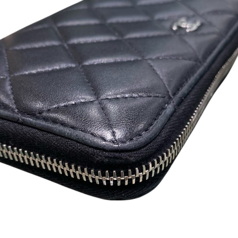 シャネル CHANEL クラシックロングジップウォレット ブラック/SV金具 ラム レディース 長財布