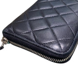 シャネル CHANEL クラシックロングジップウォレット ブラック/SV金具 ラム レディース 長財布