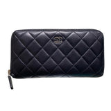 シャネル CHANEL クラシックロングジップウォレット ブラック/SV金具 ラム レディース 長財布