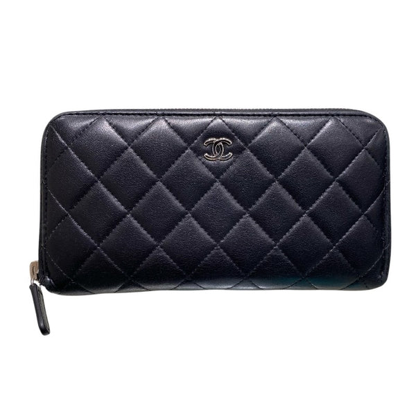 シャネル CHANEL クラシックロングジップウォレット ブラック/SV金具 ラム レディース 長財布