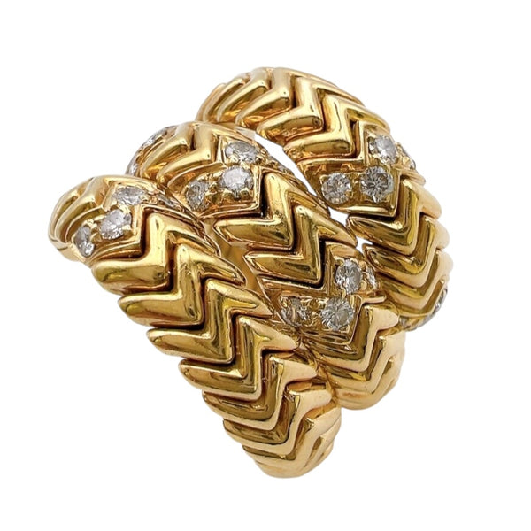 ブルガリ BVLGARI スピガ　スネークダイヤリング イエローゴールド 750YG ジュエリー
