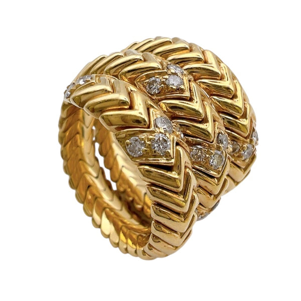 ブルガリ BVLGARI スピガ　スネークダイヤリング イエローゴールド 750YG ジュエリー