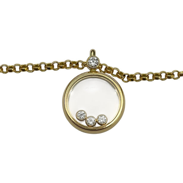 ショパール Chopard ハッピーダイヤモンド サークルネックレス 3Pダイヤ イエローゴールド K18YG ジュエリー