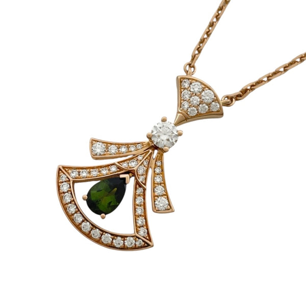 ブルガリ BVLGARI ディーヴァ ドリーム ネックレス ダイヤモンド ピンクゴールド Au750 グリーントルマリン ジュエリー