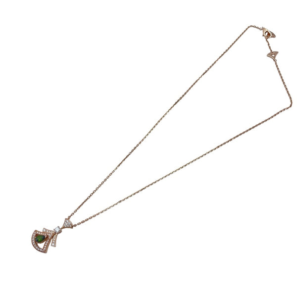 ブルガリ BVLGARI ディーヴァ ドリーム ネックレス ダイヤモンド ピンクゴールド Au750 グリーントルマリン ジュエリー