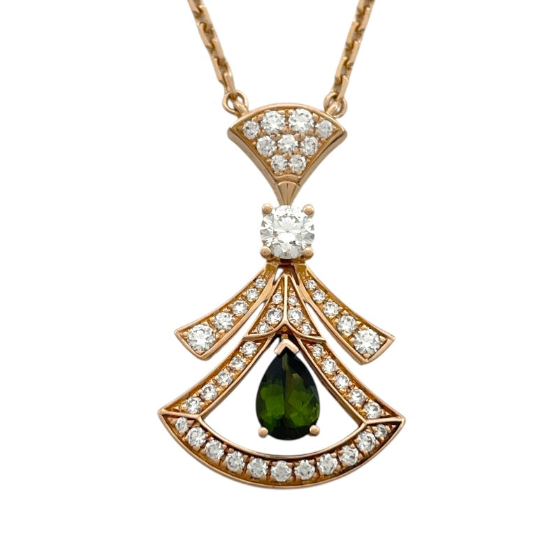 ブルガリ BVLGARI ディーヴァ ドリーム ネックレス ダイヤモンド ピンクゴールド Au750 グリーントルマリン ジュエリー