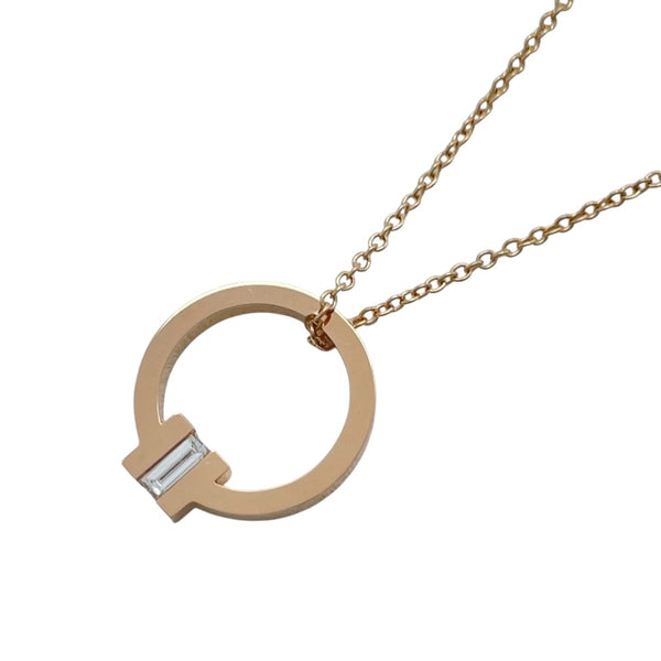 ティファニー TIFFANY＆CO Tスクエアダイヤネックレス ピンクゴールド Au750 ジュエリー