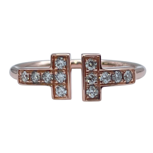 ティファニー TIFFANY＆CO Tワイヤーダイヤリング ピンクゴールド Au750 ジュエリー