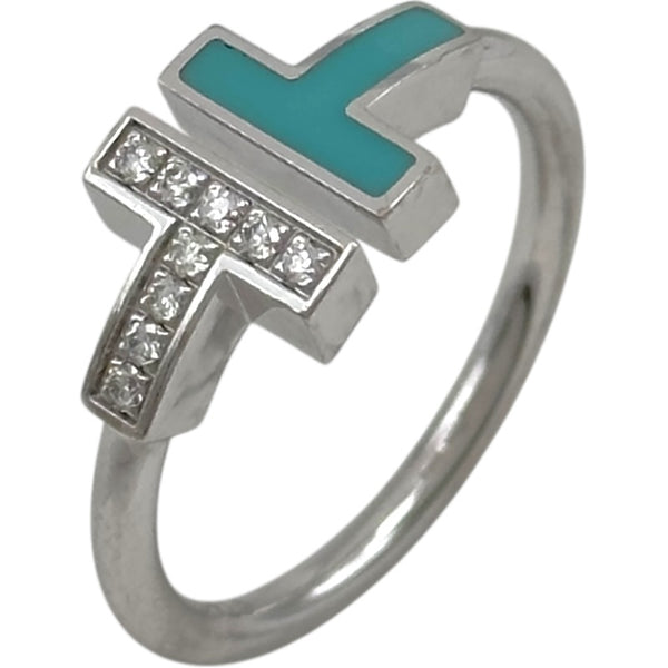 ティファニー TIFFANY＆CO Tワイヤーダイヤ/ターコイズリング ホワイト
