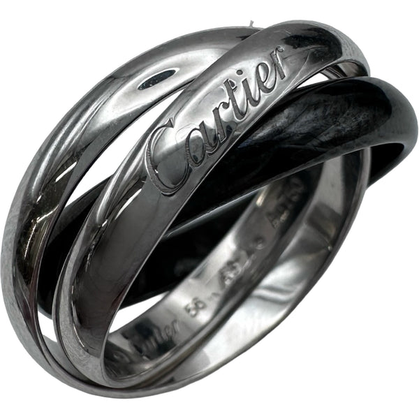 ち*ぐ様 Cartier トリニティリング Au750 セラミック 61 9.7 カルティエ Cartier トリニティリング ホワイトゴールド/ブラック