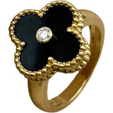 ヴァンクリーフ＆アーペル Van Cleef & Arpels ヴィンテージ アルハンブラリング 1PD/オニキス イエローゴールド Au750 ジュエリー