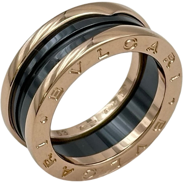 ブルガリ ビーゼロワン リング L #56 Au750 (K18WG) ユニセックス BVLGARI [美品] 【中古】 【ジュエリー】 ブルガリ BVLGARI ビーゼロワンリング 黒セラミック ピンクゴールド