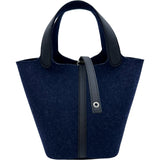エルメス HERMES ピコタンロック PM U刻印 ブルーニュイ/ブラック ゴールド金具 スイフト/フェルト レディース ハンドバッグ
