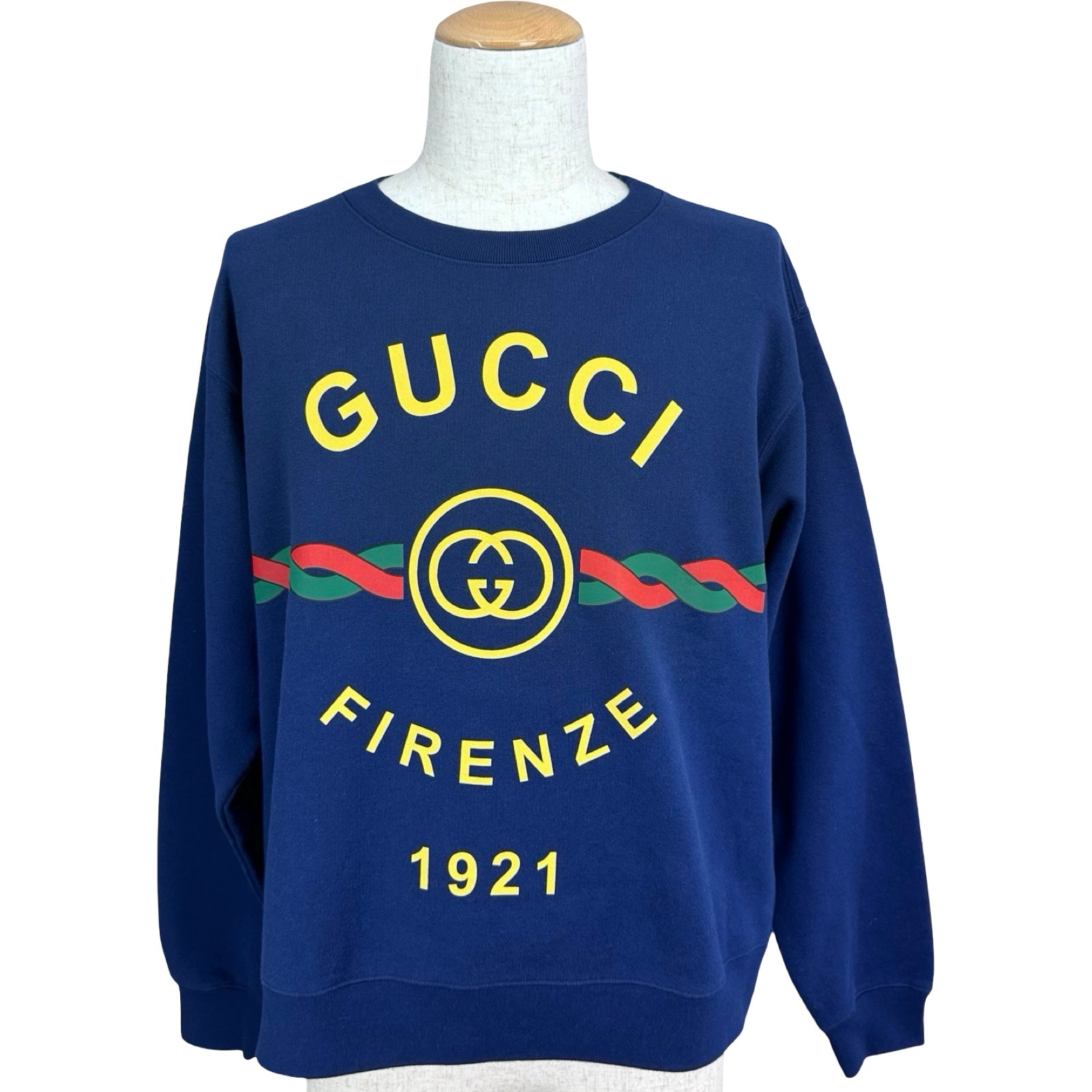 グッチ GUCCI ロゴプリントスウェットシャツ 626990 ネイビー コットン