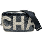 シャネル CHANEL カメリアショルダー A57273 25番台 ブラック/ベージュ シルバー金具 ビニール レディース ショルダーバッグ
