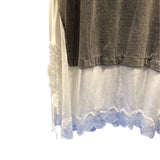 ステラ・マッカートニー STELLA McCARTNEY レース切替ロゴプリントTシャツワンピース 6JO318 グレー コットン レディース ワンピース