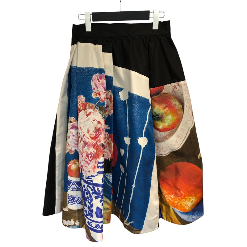 プラダ PRADA Fructidor　プリントロングフレアスカート P175HC ブラック シルク レディース ロングスカート