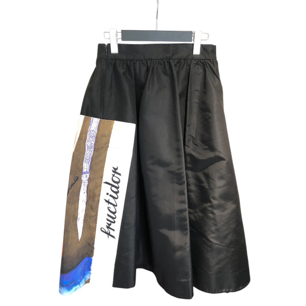 プラダ PRADA Fructidor　プリントロングフレアスカート P175HC ブラック シルク レディース ロングスカート