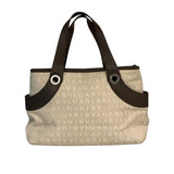 ブルガリ BVLGARI ﾛｺﾞﾏﾆｱ ﾊﾝﾄﾞﾊﾞｯｸﾞ ベージュ ﾛｺﾞｷｬﾝﾊﾞｽ レディース ハンドバッグ