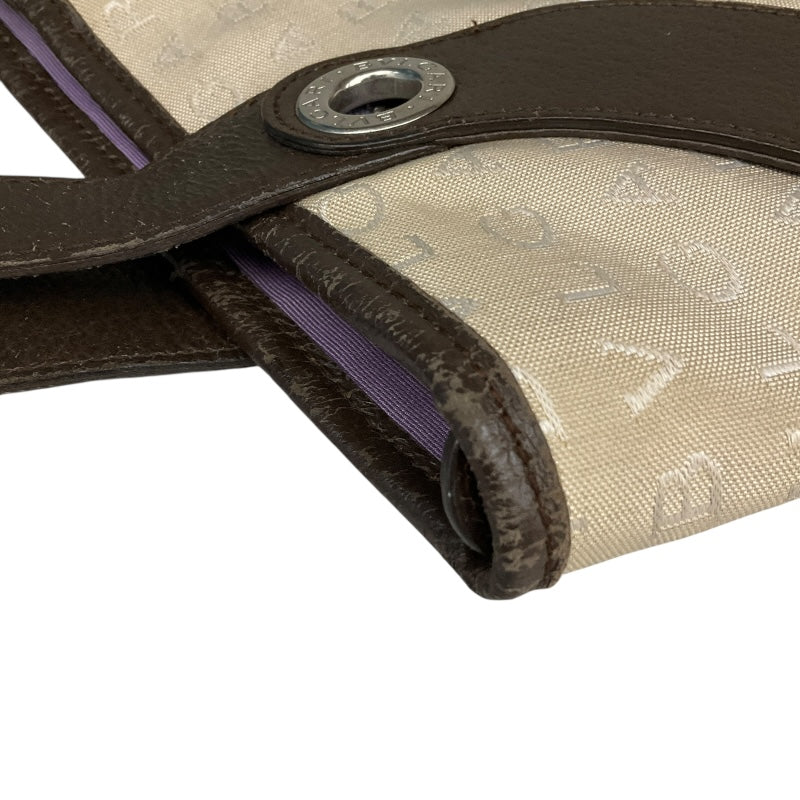 ブルガリ BVLGARI ﾛｺﾞﾏﾆｱ ﾊﾝﾄﾞﾊﾞｯｸﾞ ベージュ ﾛｺﾞｷｬﾝﾊﾞｽ レディース ハンドバッグ