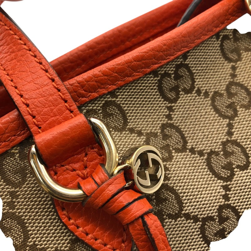 グッチ GUCCI ブリ―ハンドバッグ 449241 ベージュ オレンジ GGキャンバス レディース ハンドバッグ