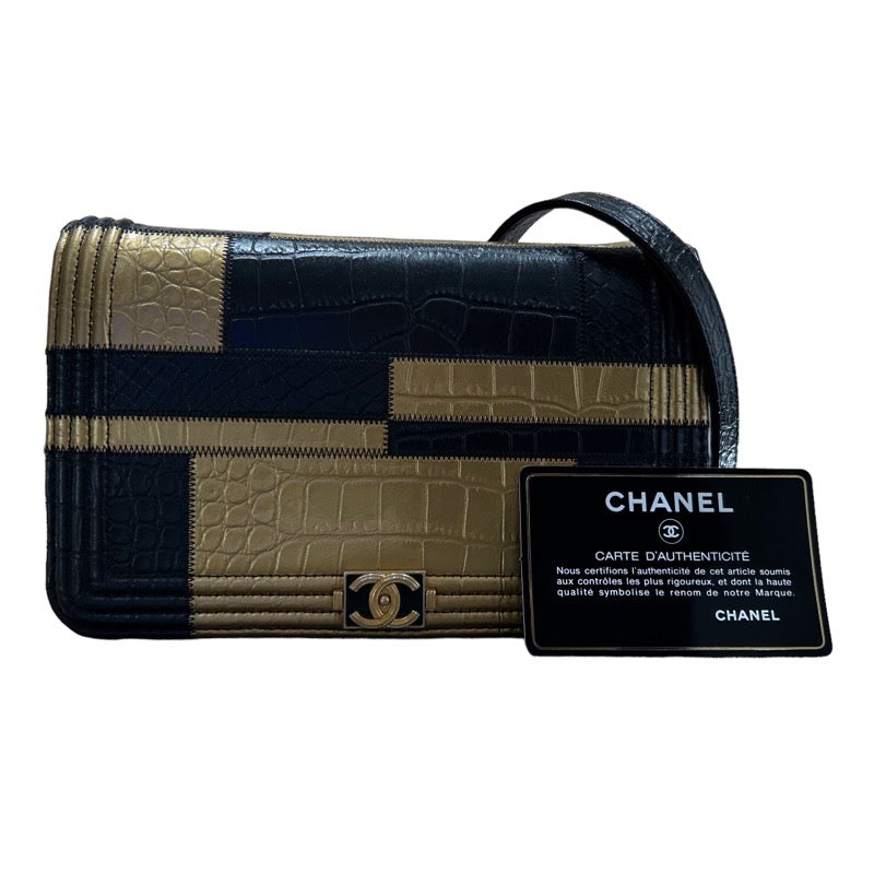 シャネル CHANEL ボーイシャネルチェーンウォレット ブラック/ゴールド ゴールド金具 カーフスキン レディース ショルダーバッグ