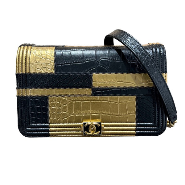 シャネル CHANEL ボーイシャネルチェーンウォレット ブラック/ゴールド ゴールド金具 カーフスキン レディース ショルダーバッグ