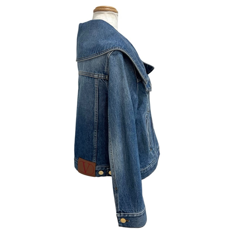 ヴァレンティノ VALENTINO セーラーカラーデニムジャケット 3B3DC02Z822 ブルー コットン レディース デニムジャケット