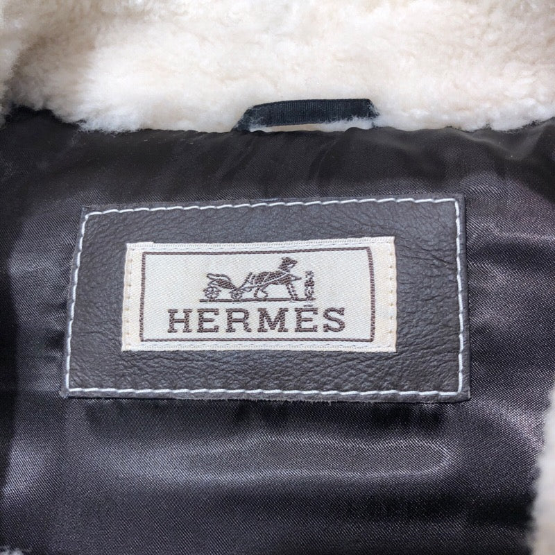 エルメス HERMES ムートンレザーベスト アイボリー/ブラウン ムートンレザー/キュプラ メンズ ベスト | 中古ブランドリユースショップ  OKURA(おお蔵)