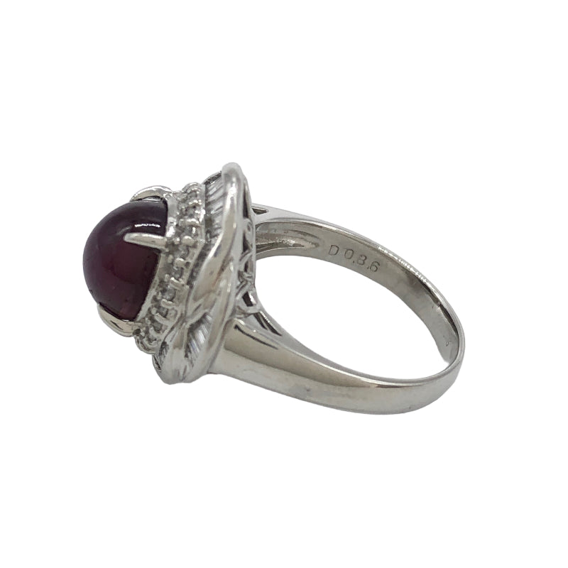 非加熱スタールビー/ダイヤモンドリング Pt900 非加熱スタールビー ジュエリー