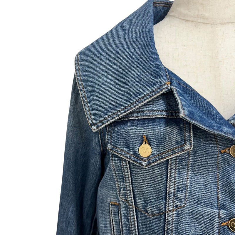 ヴァレンティノ VALENTINO セーラーカラーデニムジャケット 3B3DC02Z822 ブルー コットン レディース デニムジャケット