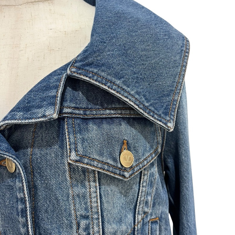 ヴァレンティノ VALENTINO セーラーカラーデニムジャケット 3B3DC02Z822 ブルー コットン レディース デニムジャケット