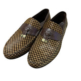 ルイ・ヴィトン LOUIS VUITTON ダミエローファー ブラウン ハラコ メンズ ローファー