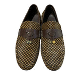 ルイ・ヴィトン LOUIS VUITTON ダミエローファー ブラウン ハラコ メンズ ローファー