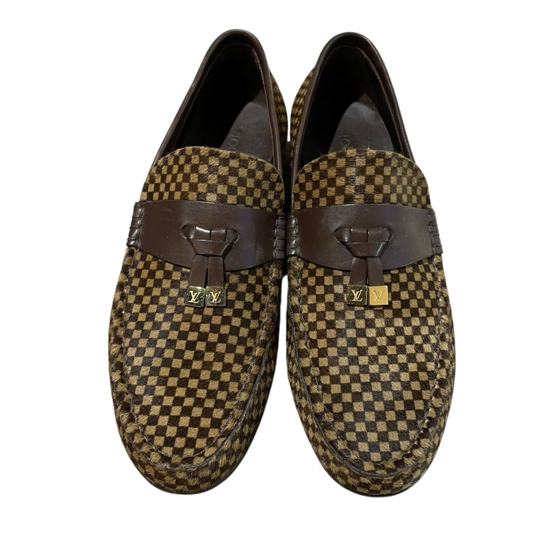 ルイ・ヴィトン LOUIS VUITTON ダミエローファー ブラウン ハラコ メンズ ローファー