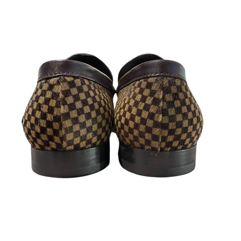 ルイ・ヴィトン LOUIS VUITTON ダミエローファー ブラウン ハラコ メンズ ローファー