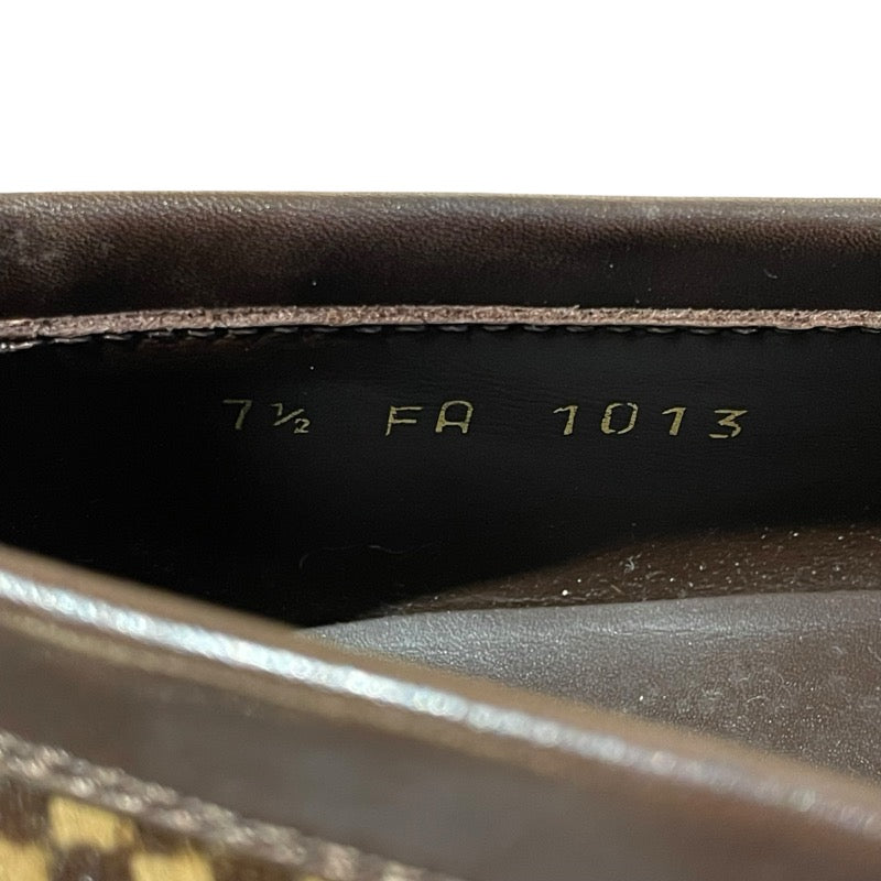 ルイ・ヴィトン LOUIS VUITTON ダミエローファー ブラウン ハラコ メンズ ローファー