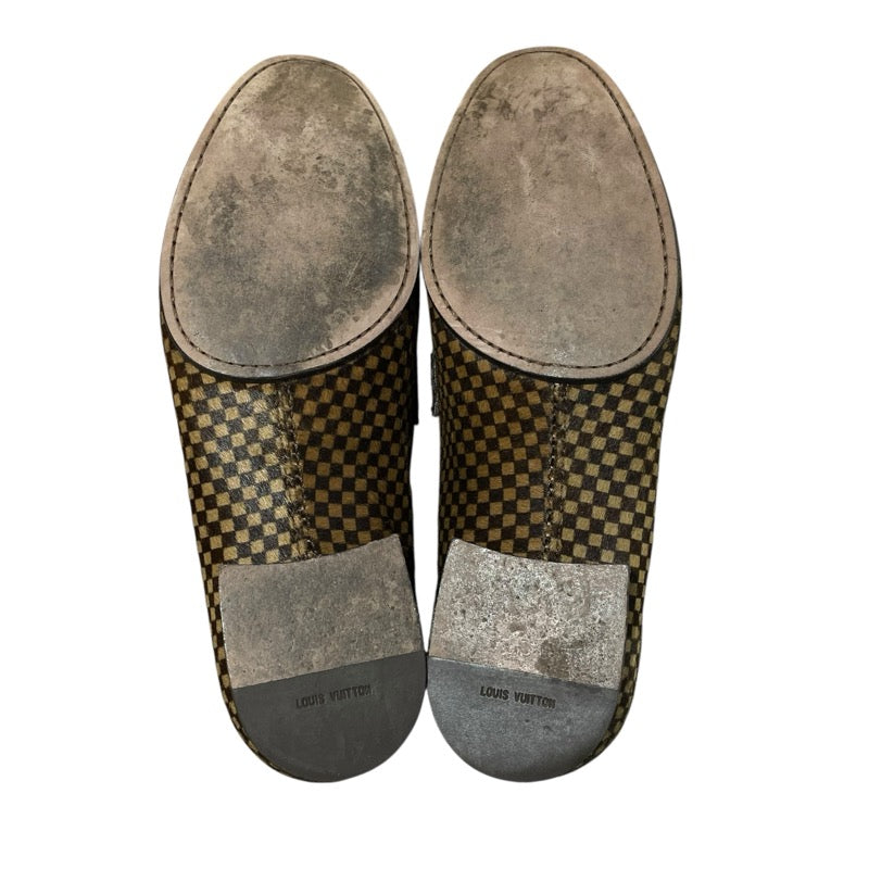 ルイ・ヴィトン LOUIS VUITTON ダミエローファー ブラウン ハラコ メンズ ローファー